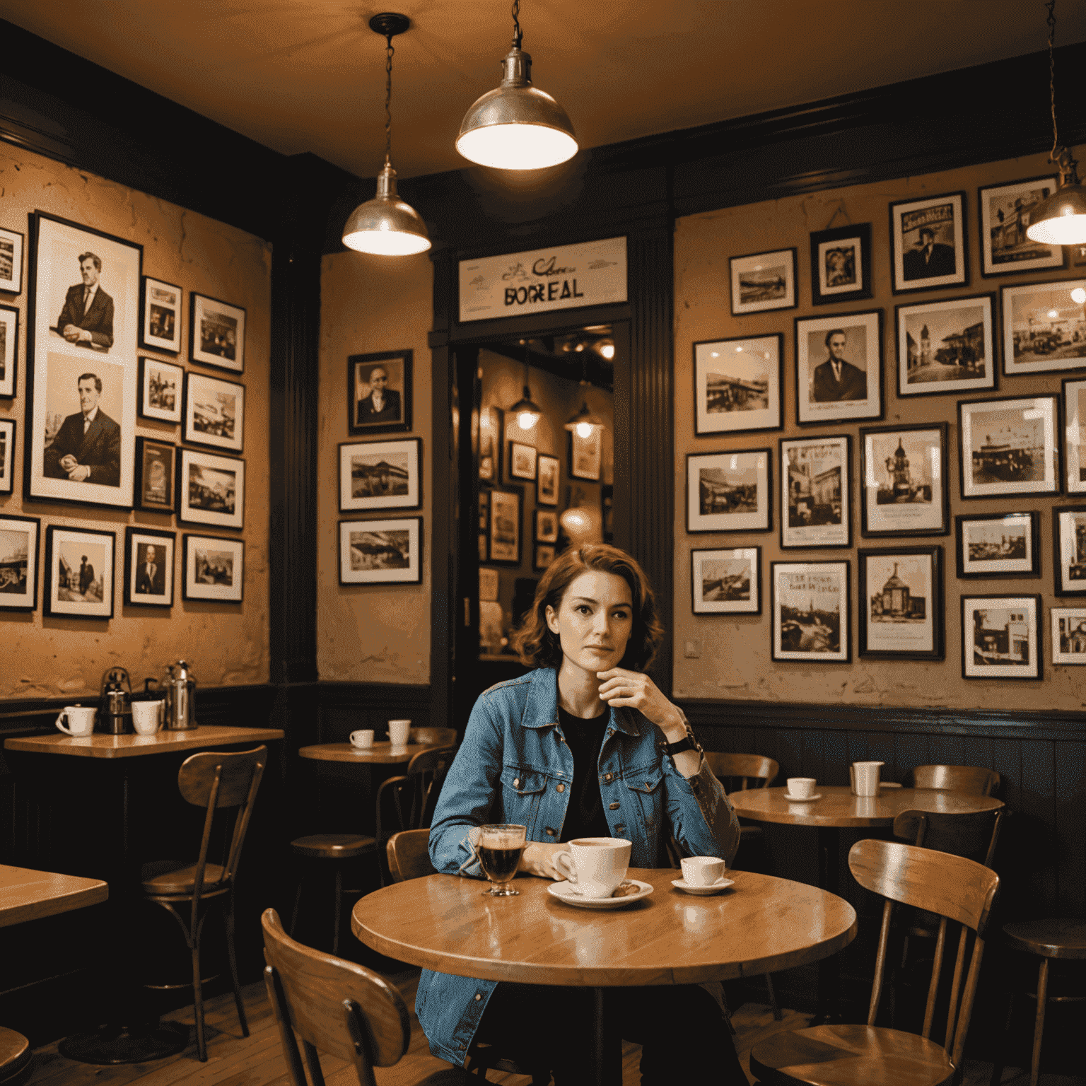 Café Boréal in Montreal with French-inspired decor, vintage posters, and patrons sipping espresso